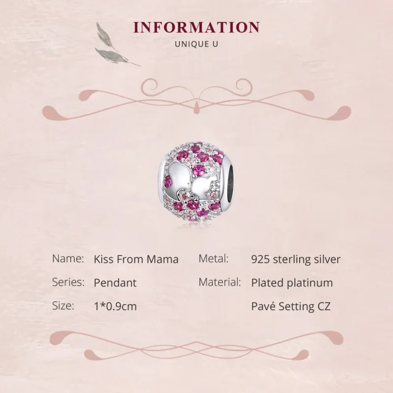 (image for) Pandora Style Silver Charm, Kiss From Mama - BSC225 - View 6