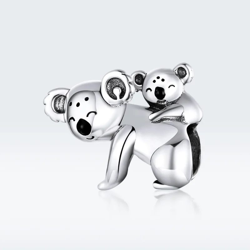 (image for) Pandora Style Silver Charm, Koala With Kid, Black Enamel - BSC260 - View 5