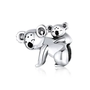 (image for) Pandora Style Silver Charm, Koala With Kid, Black Enamel - BSC260