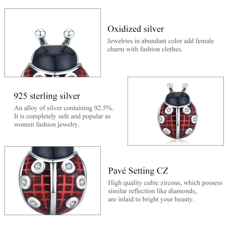 (image for) Pandora Style Silver Charm, Ladybug, Multicolor Enamel - SCC1481 - View 7