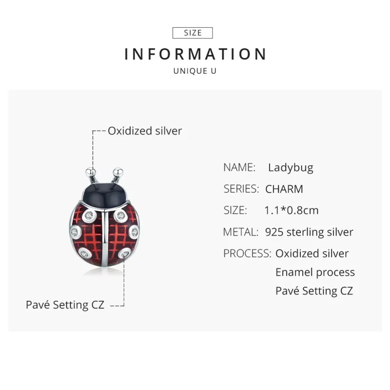 (image for) Pandora Style Silver Charm, Ladybug, Multicolor Enamel - SCC1481 - View 8