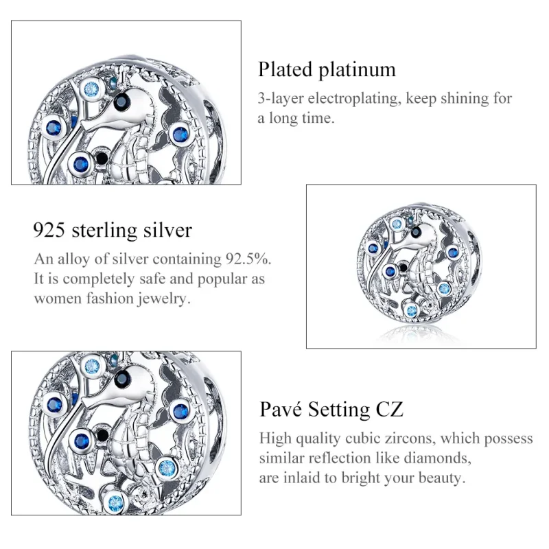 (image for) Pandora Style Silver Charm, Leisurely Seahorse - BSC266 - View 7