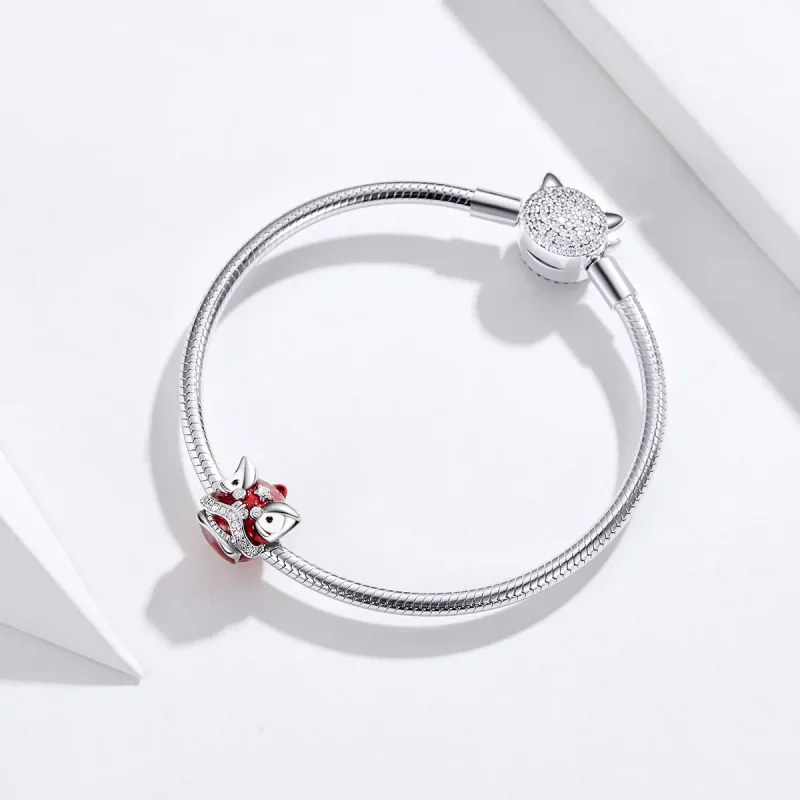 (image for) Pandora Style Silver Charm, Lion Dance, Red Enamel - BSC086 - View 4