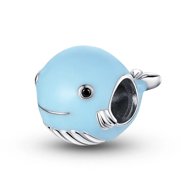 (image for) Pandora Style Silver Charm, Little Blue Whale, Cyan Blue Enamel - BSC250 - Product Image