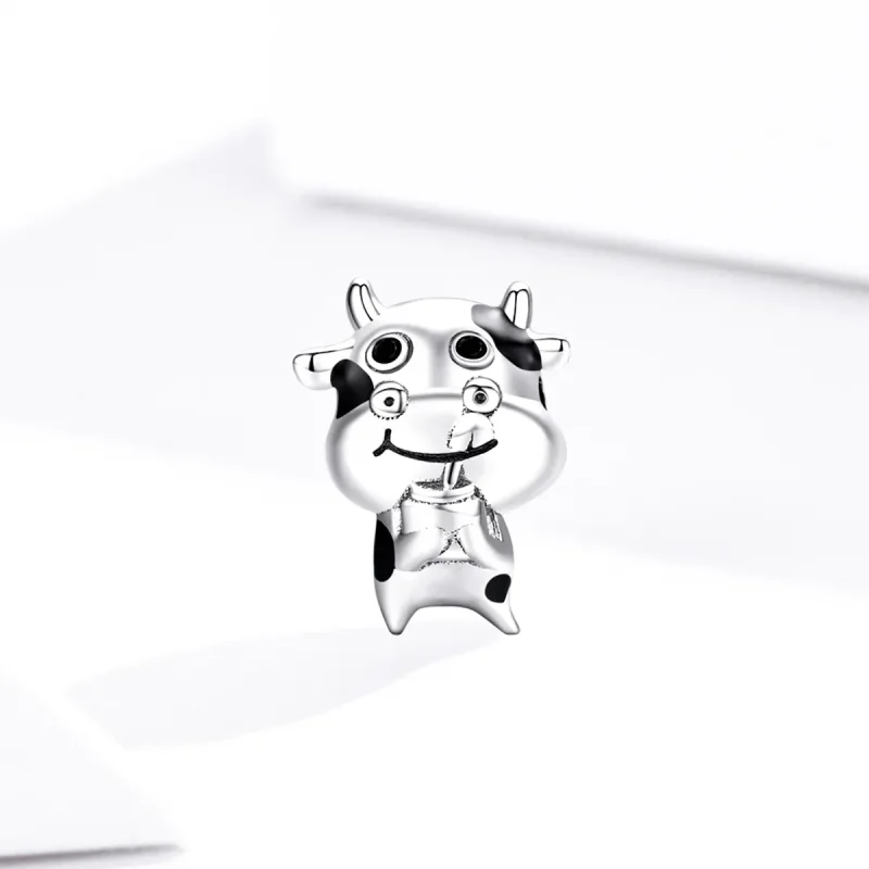 (image for) Pandora Style Silver Charm, Little Cow, Black Enamel - SCC1574 - View 2