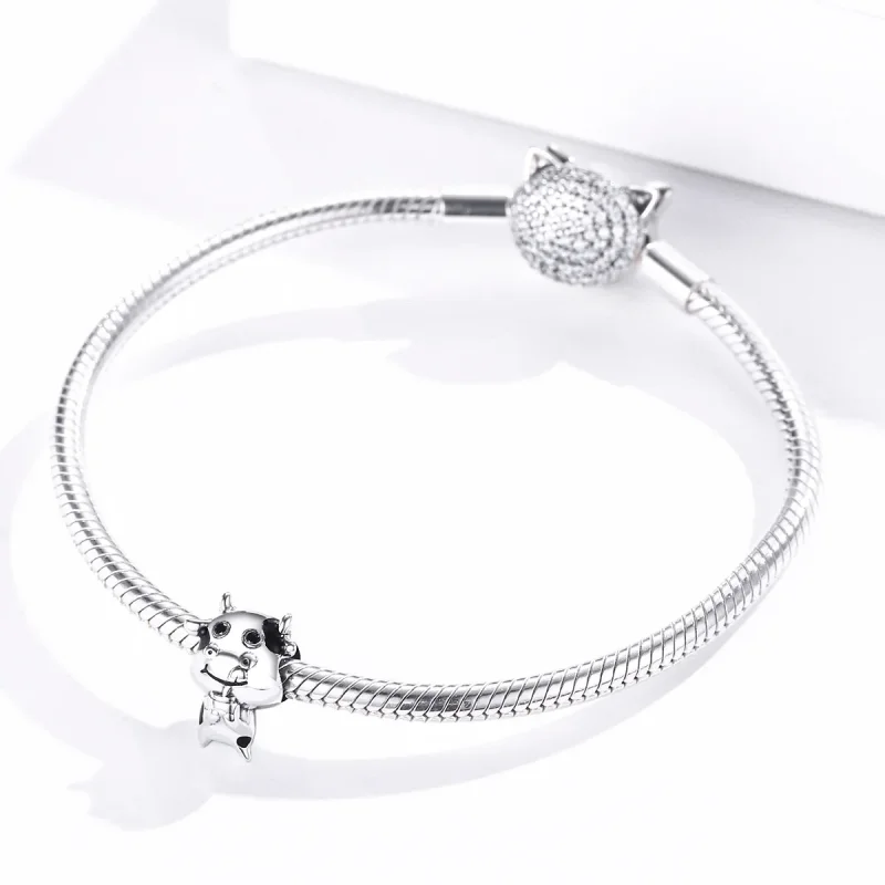 (image for) Pandora Style Silver Charm, Little Cow, Black Enamel - SCC1574 - View 3