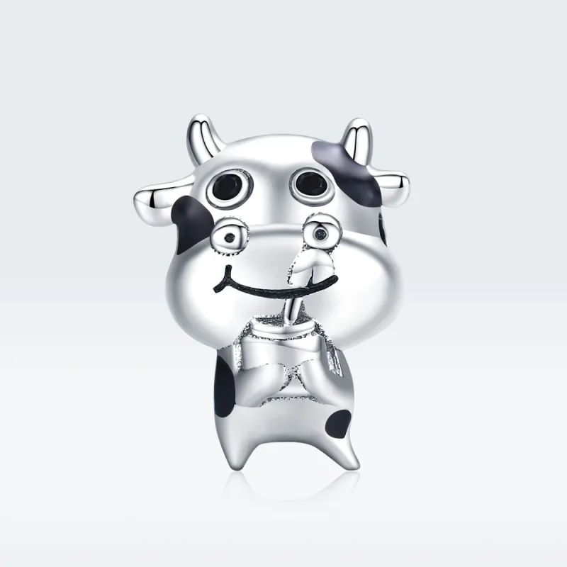 (image for) Pandora Style Silver Charm, Little Cow, Black Enamel - SCC1574 - View 5