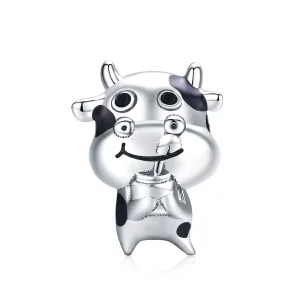 (image for) Pandora Style Silver Charm, Little Cow, Black Enamel - SCC1574