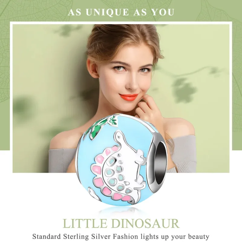 (image for) Pandora Style Silver Charm, Little Dinosaur Family, Multicolor Enamel - SCC909 - View 6