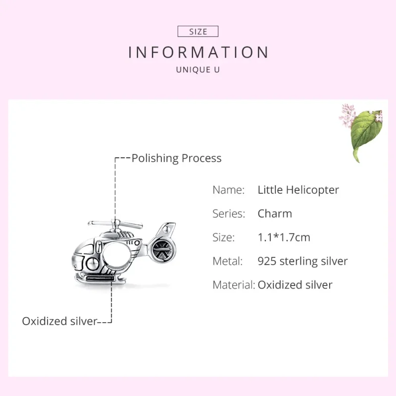 (image for) Pandora Style Silver Charm, Little Helicopter - SCC1699 - View 6