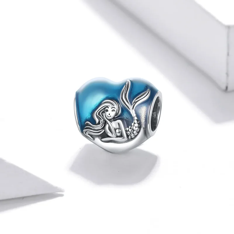 (image for) Pandora Style Silver Charm, Little Mermaid Dream, Cyan Blue Enamel - SCC1801 - View 2
