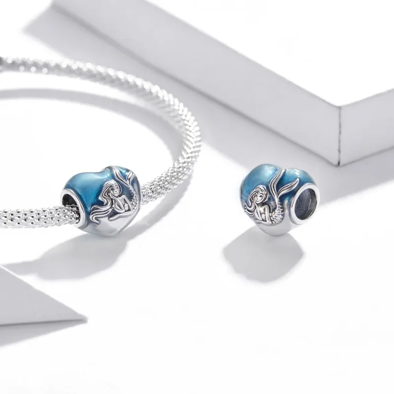 (image for) Pandora Style Silver Charm, Little Mermaid Dream, Cyan Blue Enamel - SCC1801 - View 4
