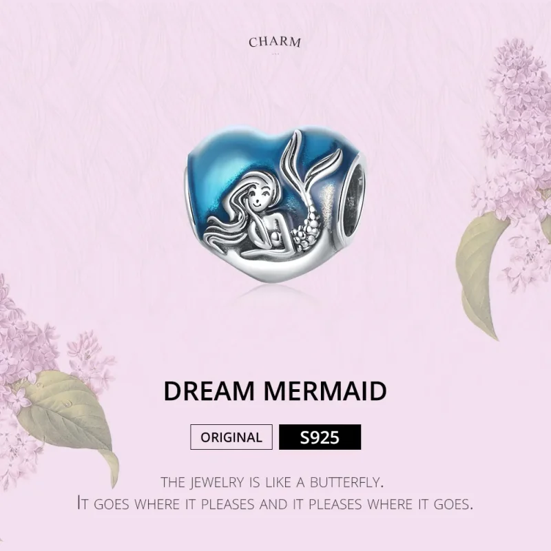 (image for) Pandora Style Silver Charm, Little Mermaid Dream, Cyan Blue Enamel - SCC1801 - View 6