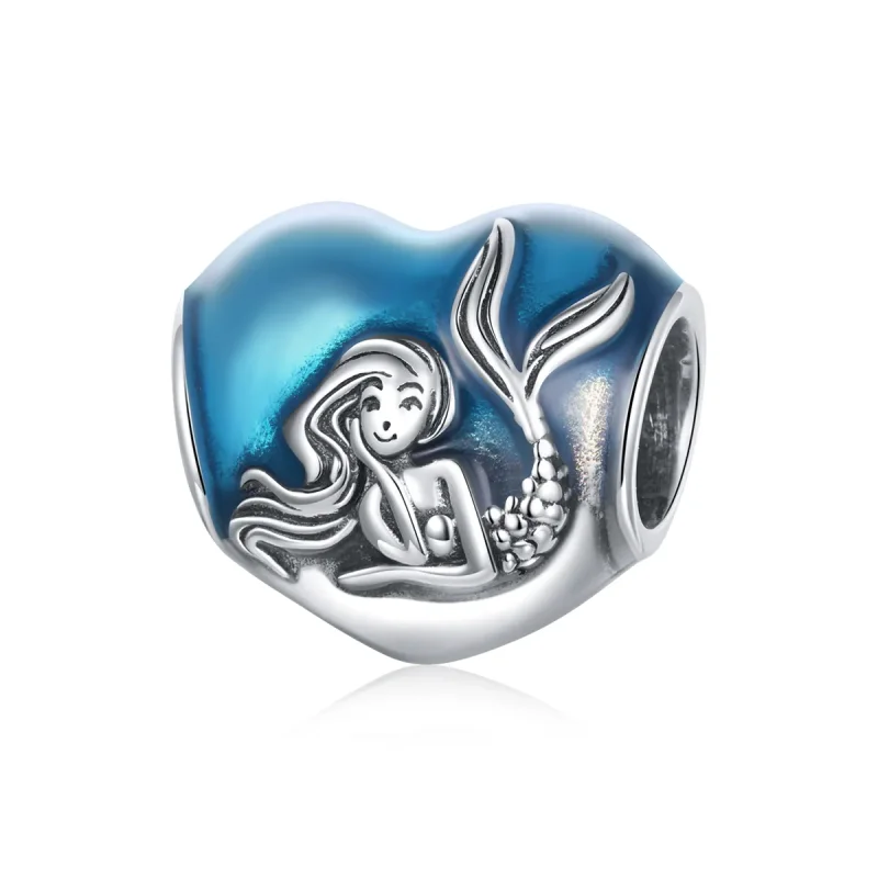 (image for) Pandora Style Silver Charm, Little Mermaid Dream, Cyan Blue Enamel - SCC1801 - Product Image