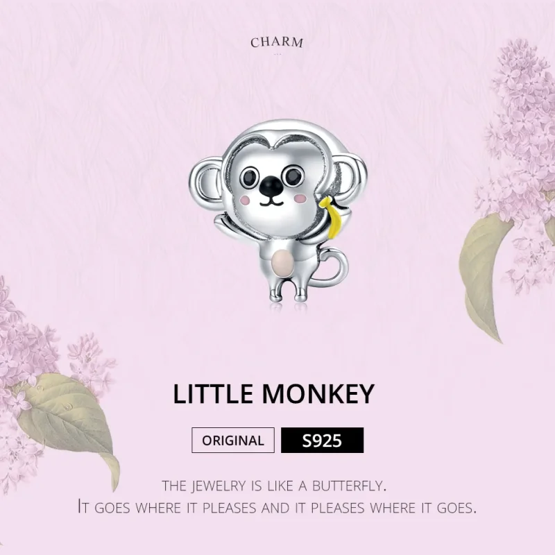 (image for) Pandora Style Silver Charm, Little Monkey, Multicolor Enamel - SCC1575 - View 6