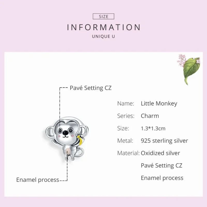 (image for) Pandora Style Silver Charm, Little Monkey, Multicolor Enamel - SCC1575 - View 7