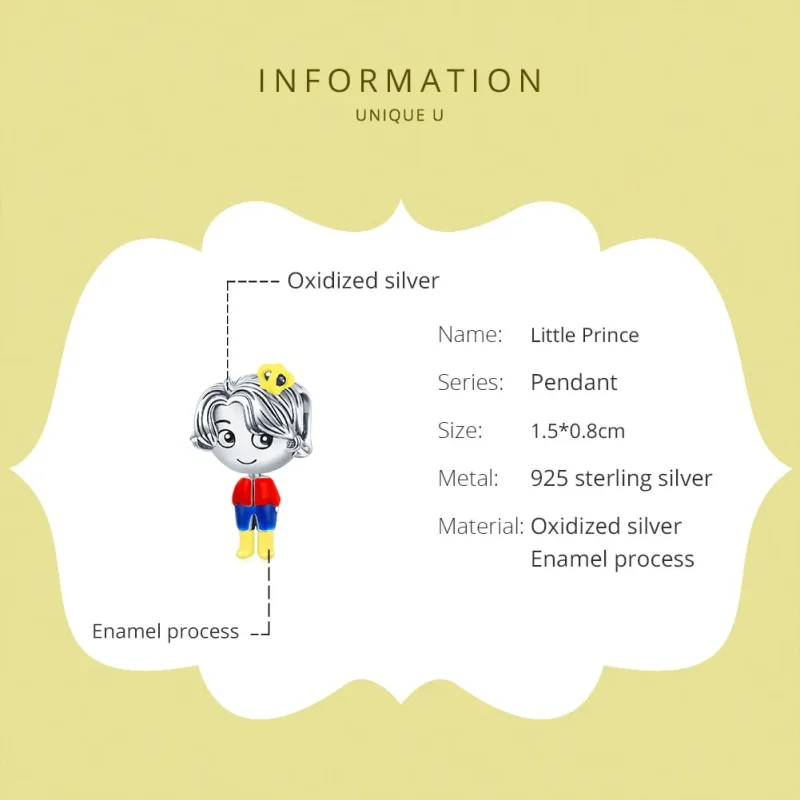 (image for) Pandora Style Silver Charm, Little Prince, Multicolor Enamel - SCC1813 - View 6