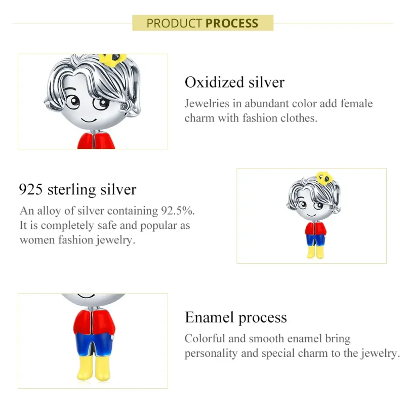 (image for) Pandora Style Silver Charm, Little Prince, Multicolor Enamel - SCC1813 - View 7