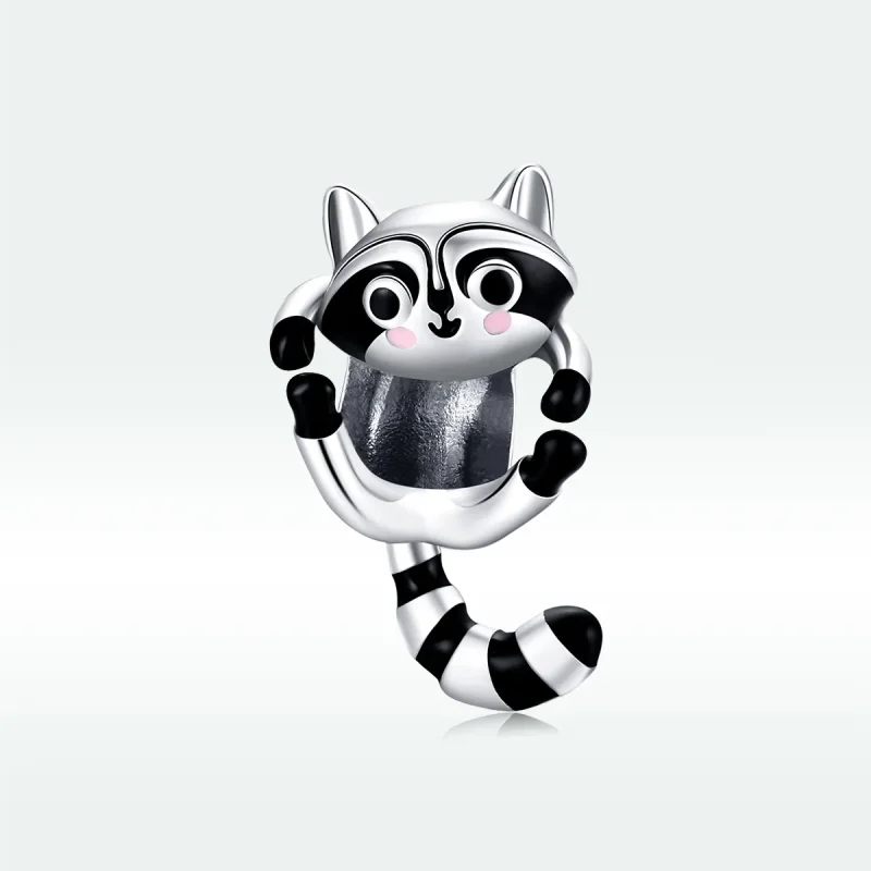 (image for) Pandora Style Silver Charm, Little Raccoon, Multicolor Enamel - BSC403 - View 5