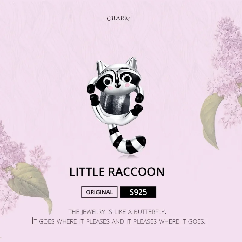 (image for) Pandora Style Silver Charm, Little Raccoon, Multicolor Enamel - BSC403 - View 6