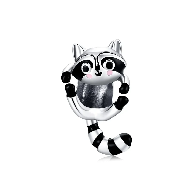 (image for) Pandora Style Silver Charm, Little Raccoon, Multicolor Enamel - BSC403 - Product Image