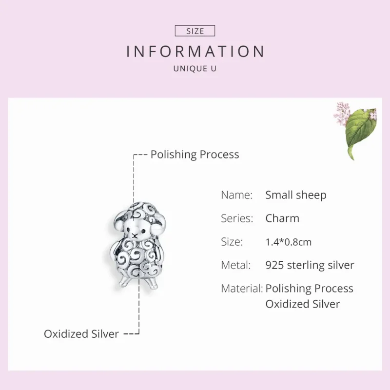(image for) Pandora Style Silver Charm, Little Sheep - BSC187 - View 7