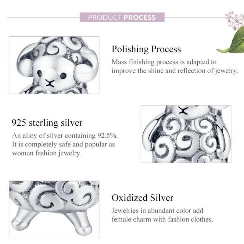 (image for) Pandora Style Silver Charm, Little Sheep - BSC187 - View 8