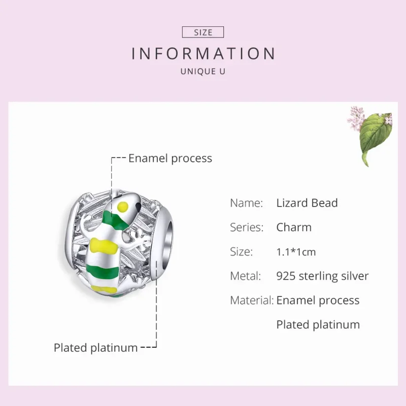 (image for) Pandora Style Silver Charm, Lizard, Multicolor Enamel - BSC199 - View 7