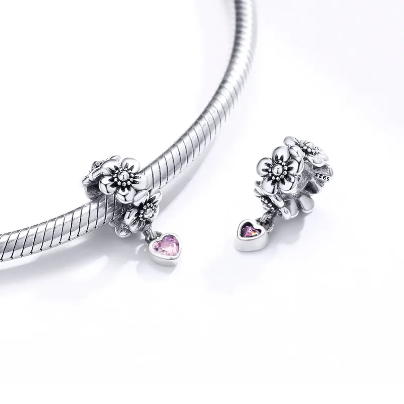(image for) Pandora Style Silver Charm, Love Flower - SCC1485 - View 4