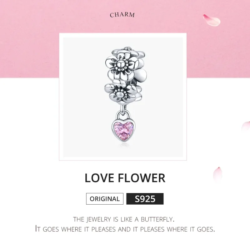 (image for) Pandora Style Silver Charm, Love Flower - SCC1485 - View 5