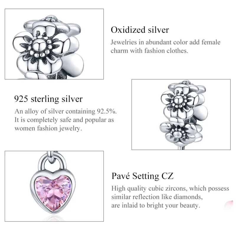 (image for) Pandora Style Silver Charm, Love Flower - SCC1485 - View 6