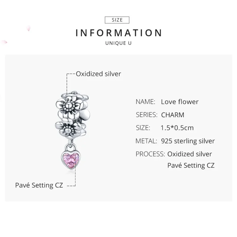(image for) Pandora Style Silver Charm, Love Flower - SCC1485 - View 7
