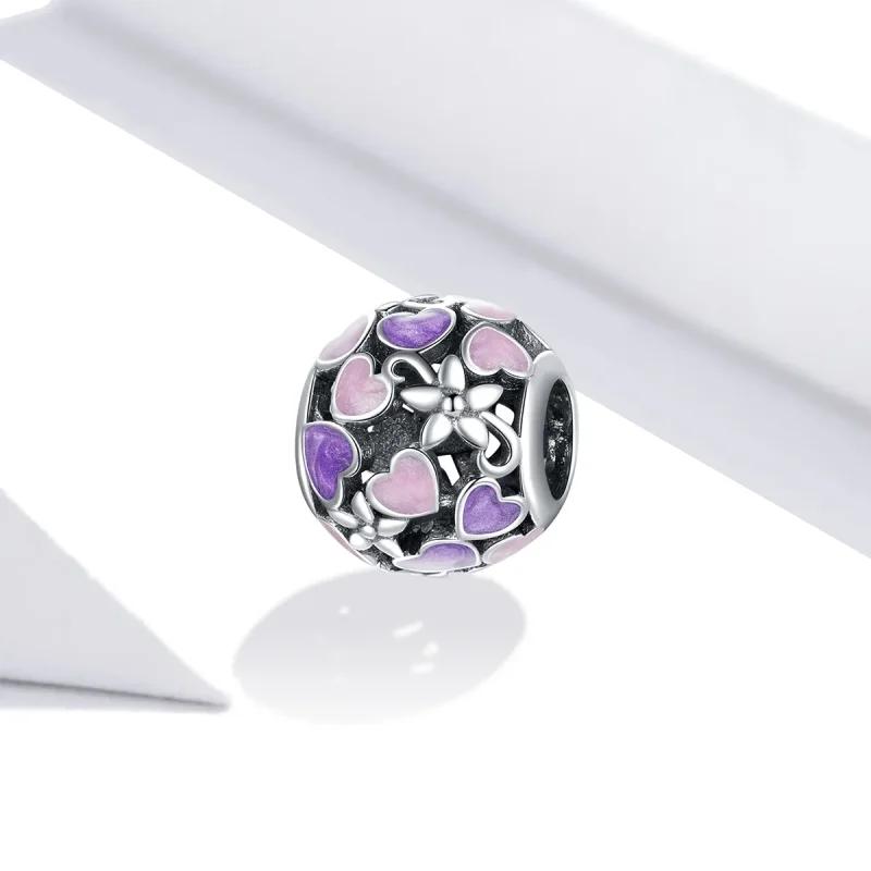 (image for) Pandora Style Silver Charm, Love Flowers, Multicolor Enamel - SCC1798 - View 2