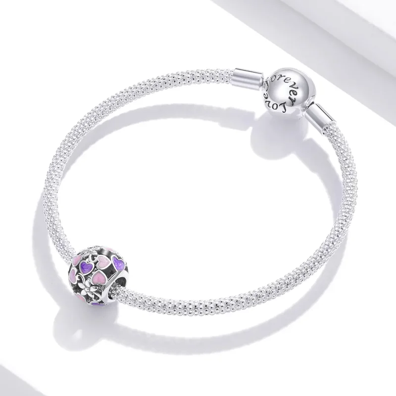 (image for) Pandora Style Silver Charm, Love Flowers, Multicolor Enamel - SCC1798 - View 3