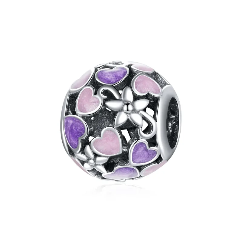(image for) Pandora Style Silver Charm, Love Flowers, Multicolor Enamel - SCC1798 - Product Image