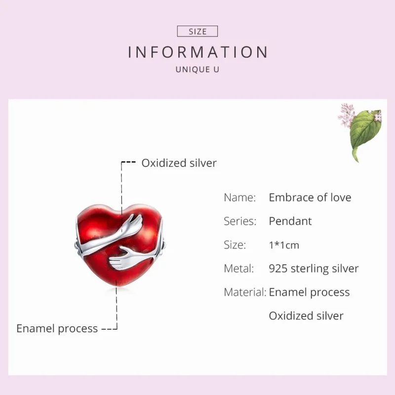 (image for) Pandora Style Silver Charm, Love Hugs, Red Enamel - SCC1847 - View 5