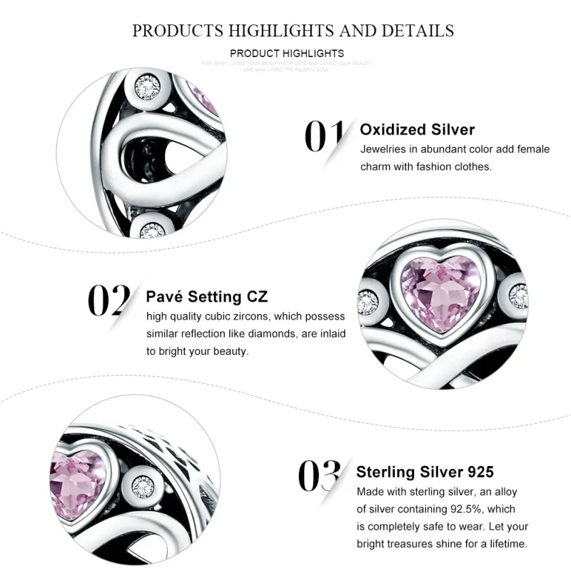 (image for) Pandora Style Silver Charm, Love Lasts - SCC240 - View 5