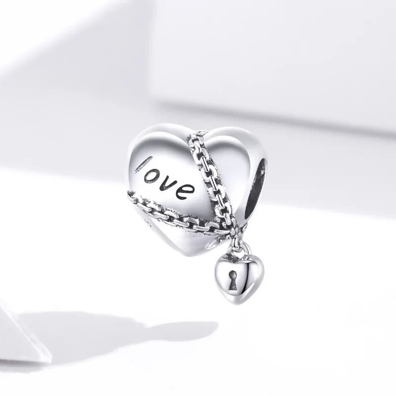 (image for) Pandora Style Silver Charm, Love Lock - SCC1553 - View 3