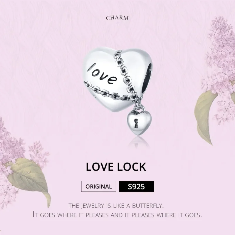 (image for) Pandora Style Silver Charm, Love Lock - SCC1553 - View 6