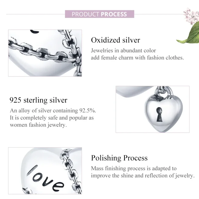 (image for) Pandora Style Silver Charm, Love Lock - SCC1553 - View 8