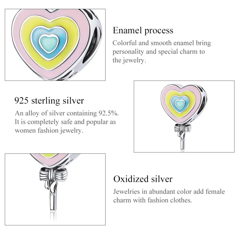 (image for) Pandora Style Silver Charm, Love Lollipop, Multicolor Enamel - SCC1746 - View 7