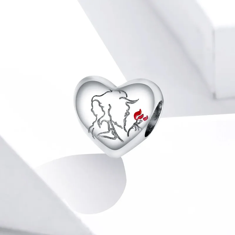 (image for) Pandora Style Silver Charm, Love Sketch, Red Enamel - BSC321 - View 2