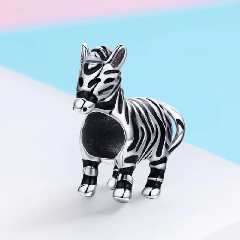 (image for) Pandora Style Silver Charm, Lovely Animal Zebra, Black Enamel - SCC550 - View 3