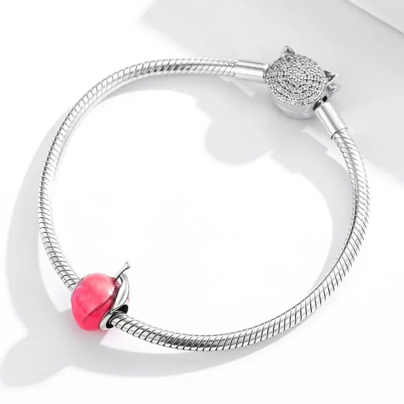 (image for) Pandora Style Silver Charm, Lovely Peach, Pink Enamel - SCC1834 - View 3