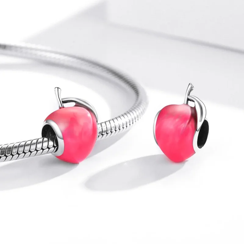 (image for) Pandora Style Silver Charm, Lovely Peach, Pink Enamel - SCC1834 - View 4