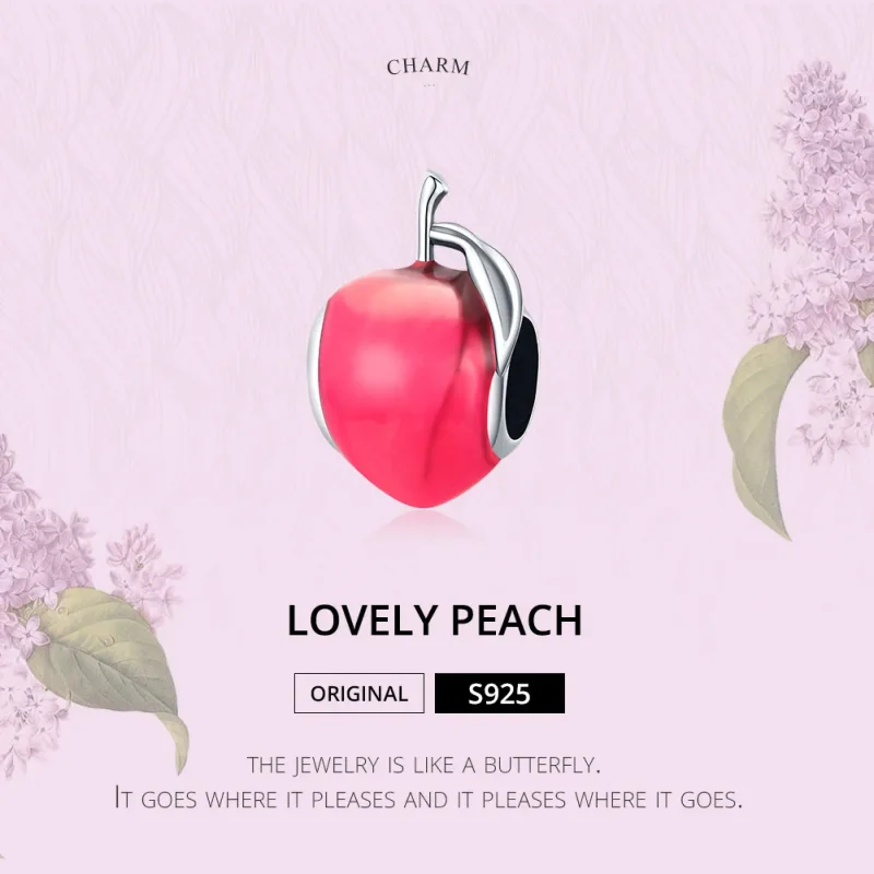 (image for) Pandora Style Silver Charm, Lovely Peach, Pink Enamel - SCC1834 - View 6
