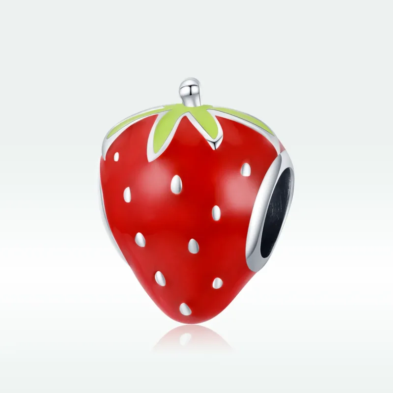 (image for) Pandora Style Silver Charm, Lovely Strawberry, Multicolor Enamel - SCC1839 - View 5