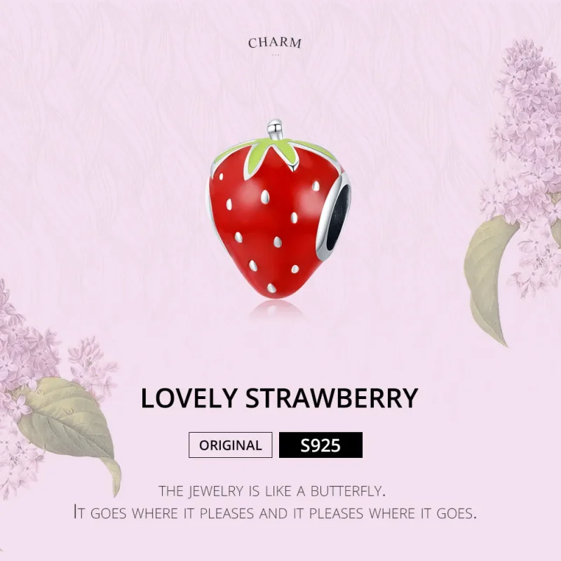 (image for) Pandora Style Silver Charm, Lovely Strawberry, Multicolor Enamel - SCC1839 - View 6
