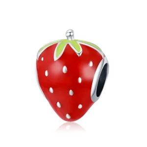 (image for) Pandora Style Silver Charm, Lovely Strawberry, Multicolor Enamel - SCC1839