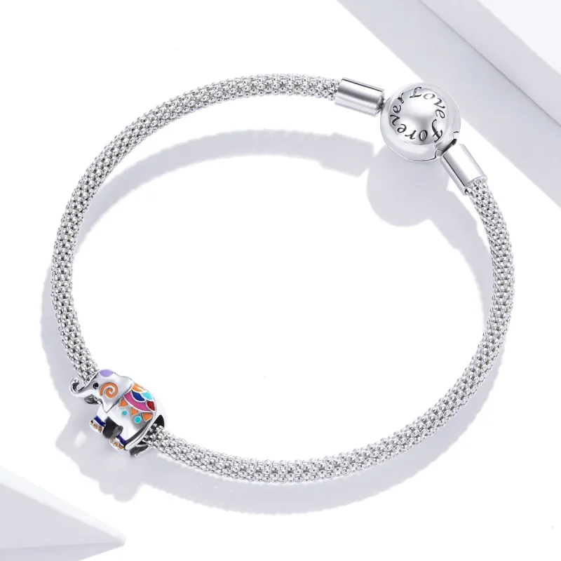 (image for) Pandora Style Silver Charm, Lucky Elephant, Multicolor Enamel - SCC1790 - View 3